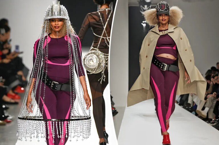 Pregnant Ciara shows off baby bump on PFW runway